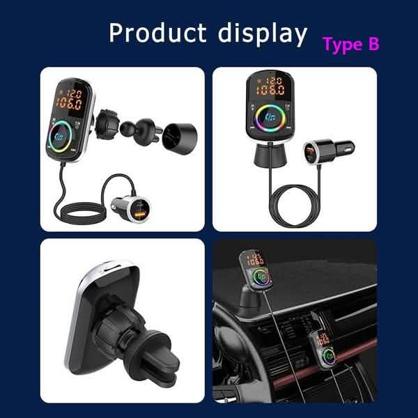 PD18W and QC3.0 Bluetooth 5.0 Car Radio Adapter Dual Fast Charging Port Wireless FM Audio Hands Free Car Kit Receiver DailySale