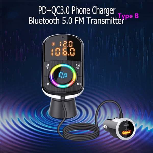 PD18W and QC3.0 Bluetooth 5.0 Car Radio Adapter Dual Fast Charging Port Wireless FM Audio Hands Free Car Kit Receiver DailySale