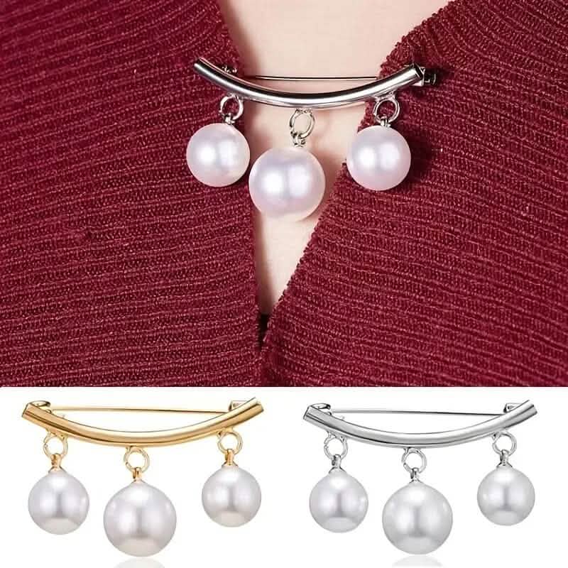 Pearl Fixed Collar Clip Charm Safety Pin DailySale