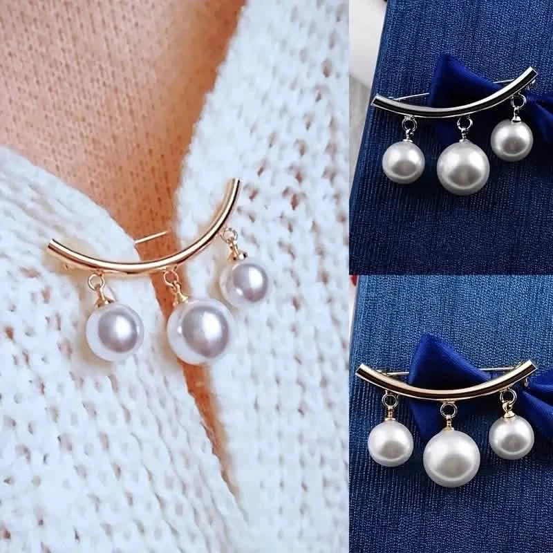 Pearl Fixed Collar Clip Charm Safety Pin DailySale