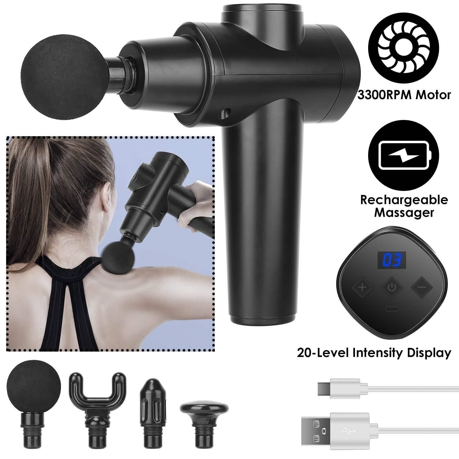 Percussion Digital Display Rechargeable Deep Tissue Vibration Massage Gun DailySale