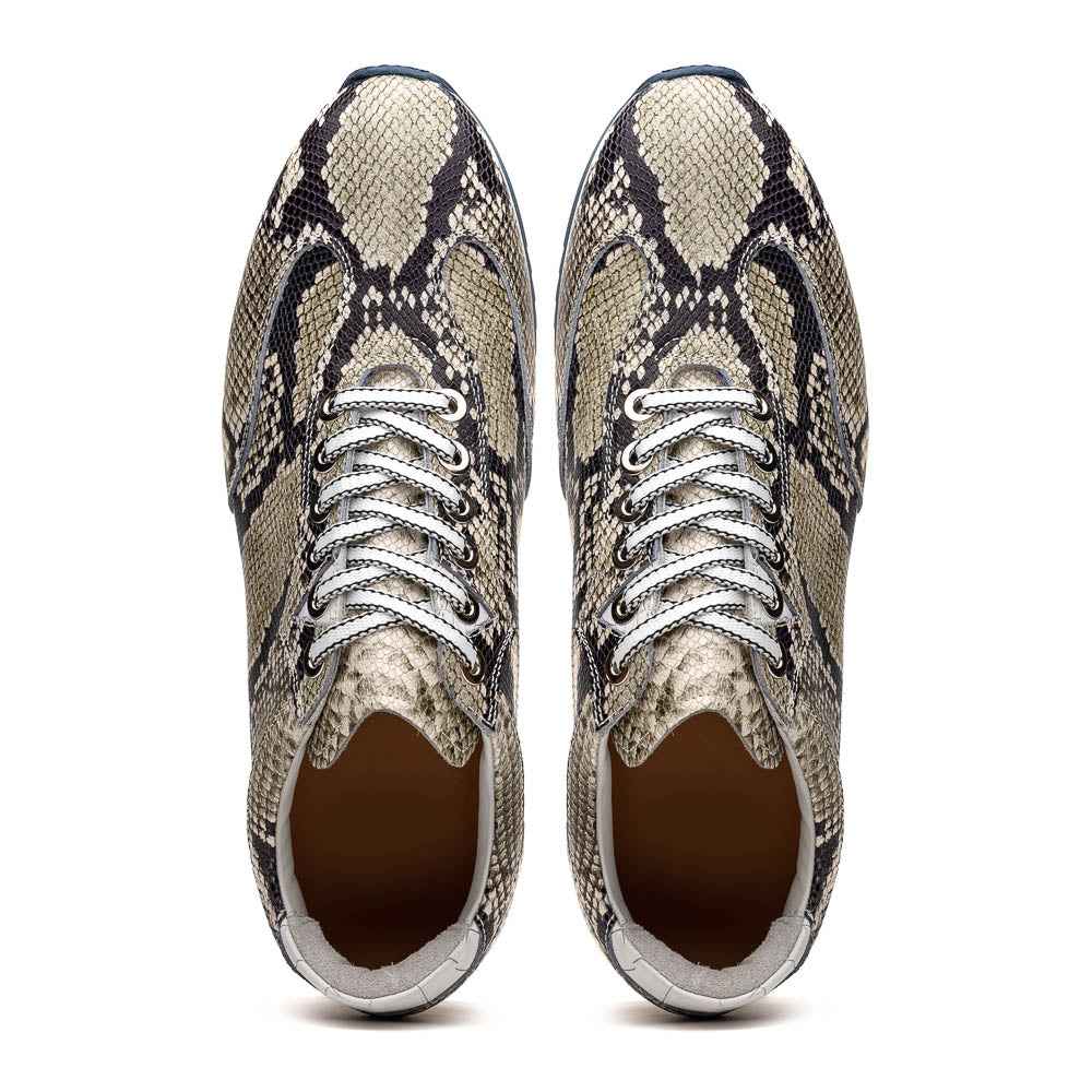 65-215-WHT PERI Python Embossed Italian Calfskin Sneakers Black / White