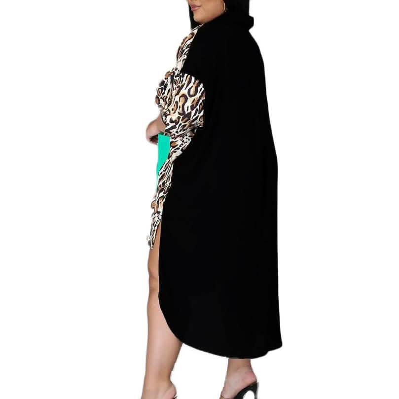 Plus Size Dress Color Block Loose Shirt Dress DailySale