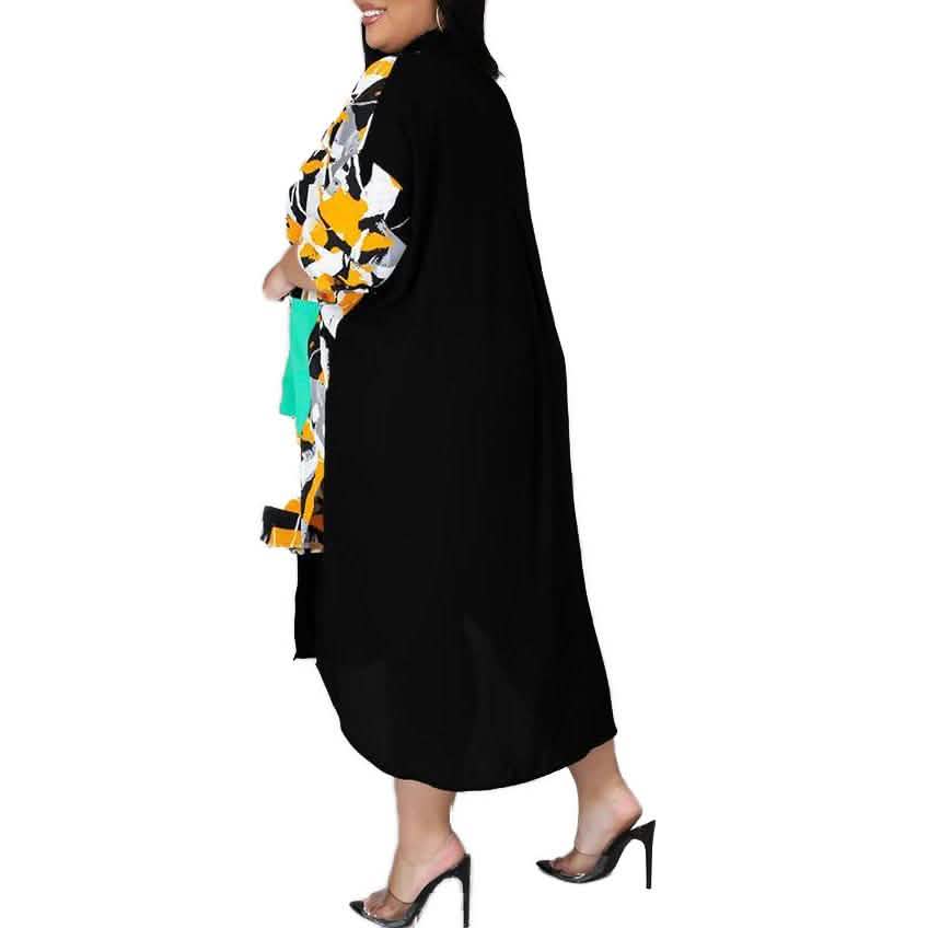 Plus Size Dress Color Block Loose Shirt Dress DailySale