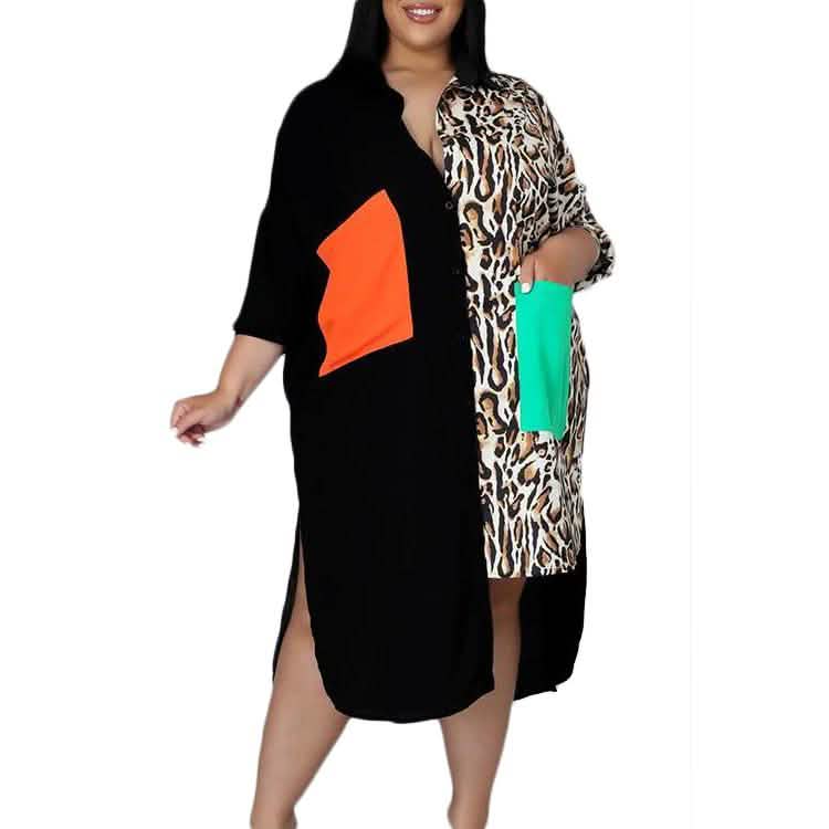 Plus Size Dress Color Block Loose Shirt Dress DailySale