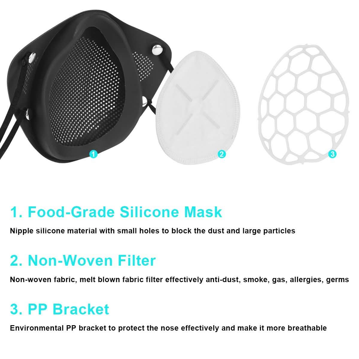 PM2.5 Mouth Nose Disconnect-type Reusable Washable Silicone Mask DailySale