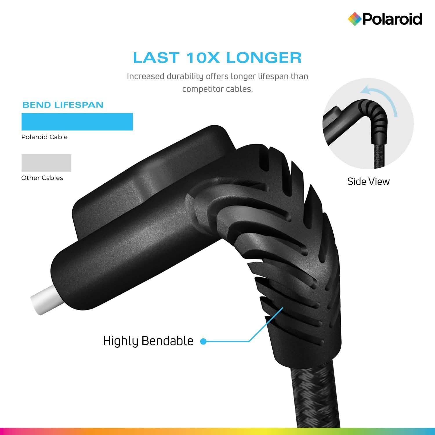 Polaroid 5 Ft USB Type-C Nylon Braided Charger Cable with LED Light DailySale