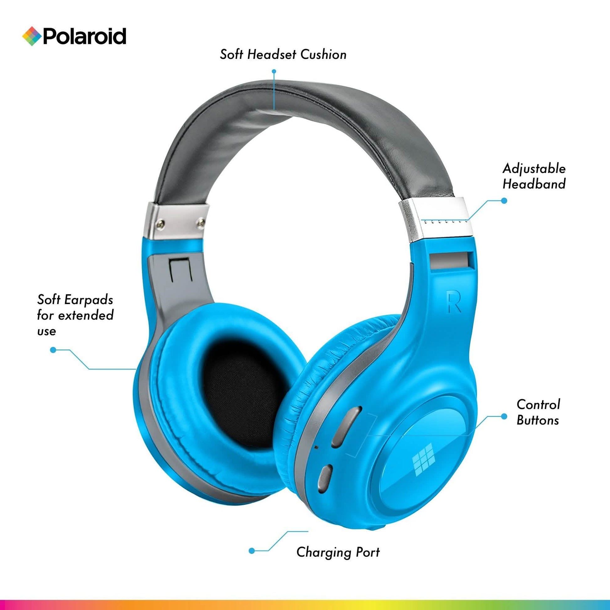 Polaroid Bluetooth Wireless Headphones - Dynamic Stereo Headset with Microphone DailySale