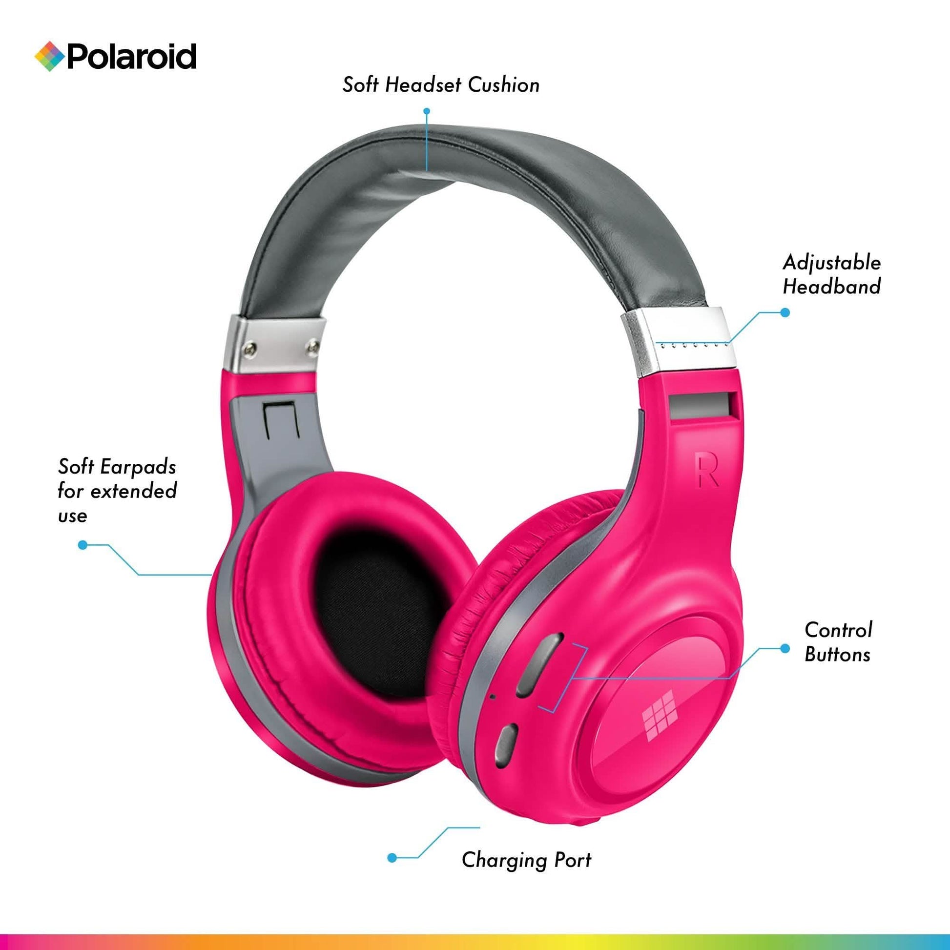 Polaroid Bluetooth Wireless Headphones - Dynamic Stereo Headset with Microphone DailySale