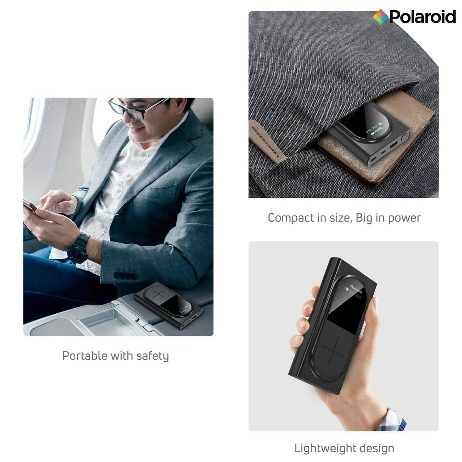Polaroid Portable Wireless Power Bank - 10000mAh, USB Charging, Digital Display DailySale