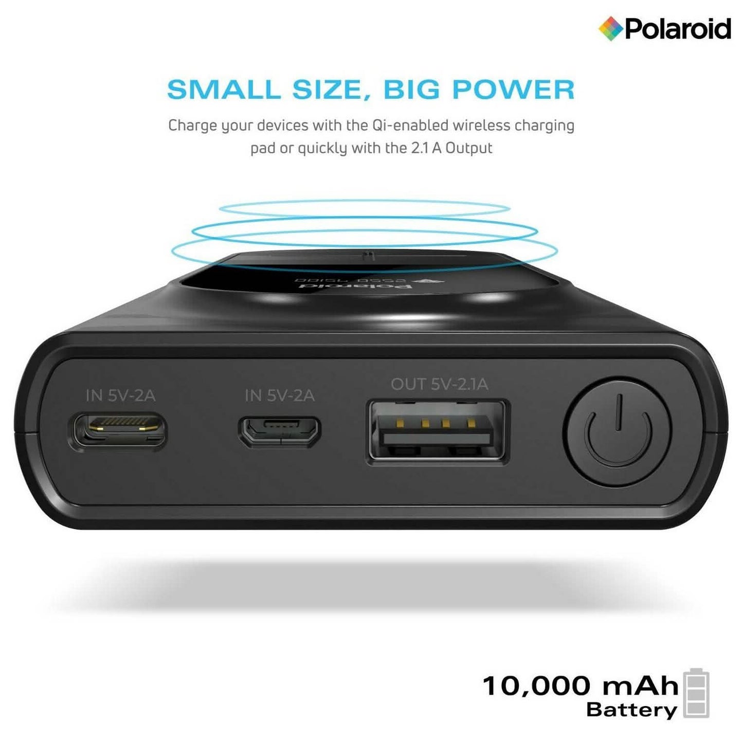 Polaroid Portable Wireless Power Bank - 10000mAh, USB Charging, Digital Display DailySale
