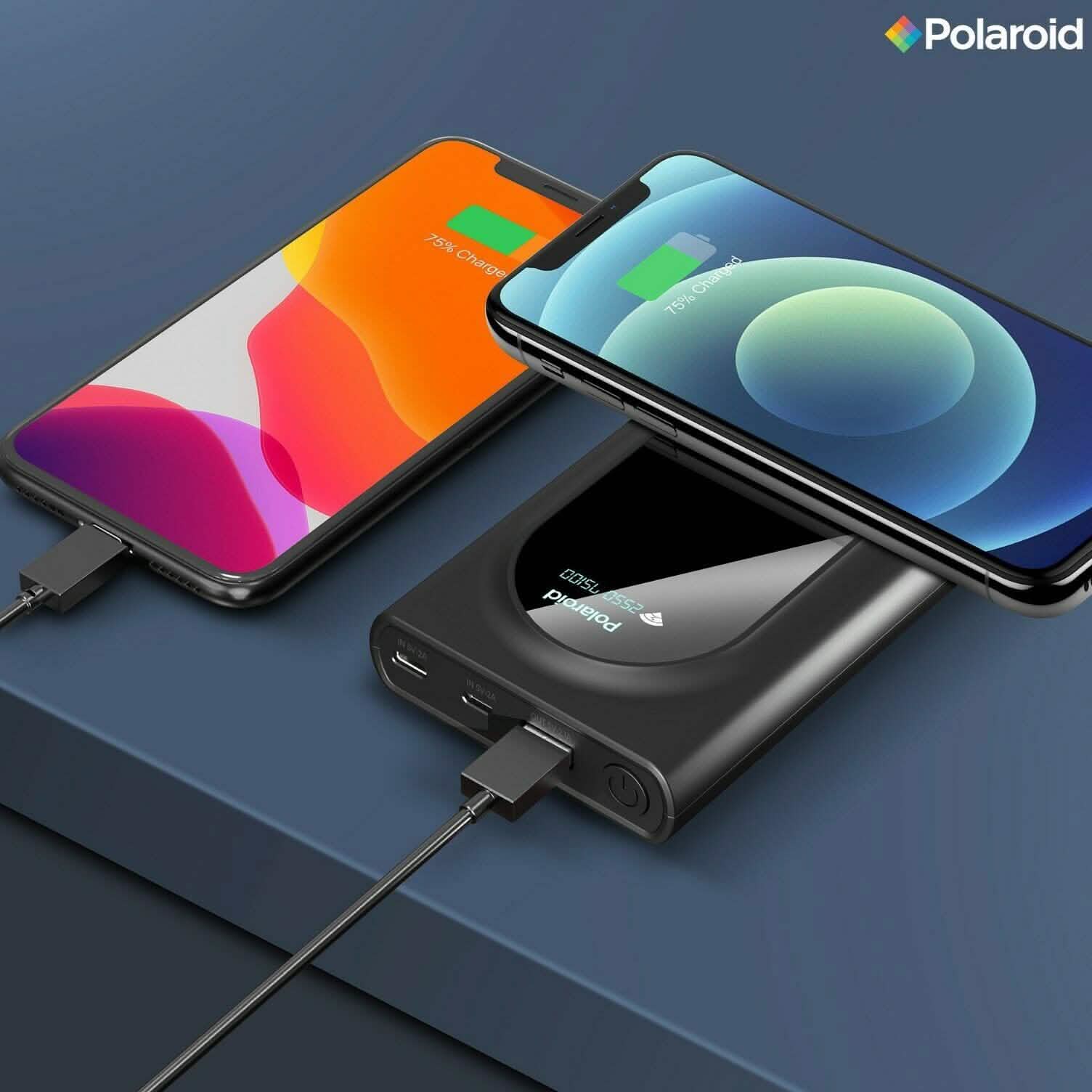 Polaroid Portable Wireless Power Bank - 10000mAh, USB Charging, Digital Display DailySale