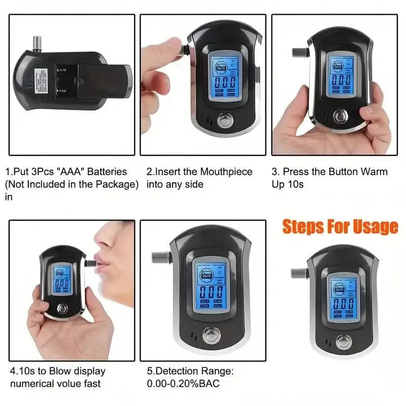 Police-Grade Breathalyzer with LCD Display - AT6000 Alcohol Tester DailySale