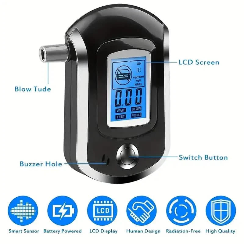 Police-Grade Breathalyzer with LCD Display - AT6000 Alcohol Tester DailySale