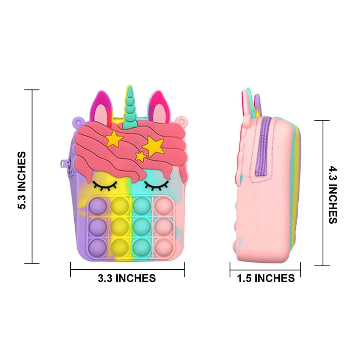 Pop-It Bubble Unicorn And Fruits Fidget Crossbody Handbag Purse DailySale