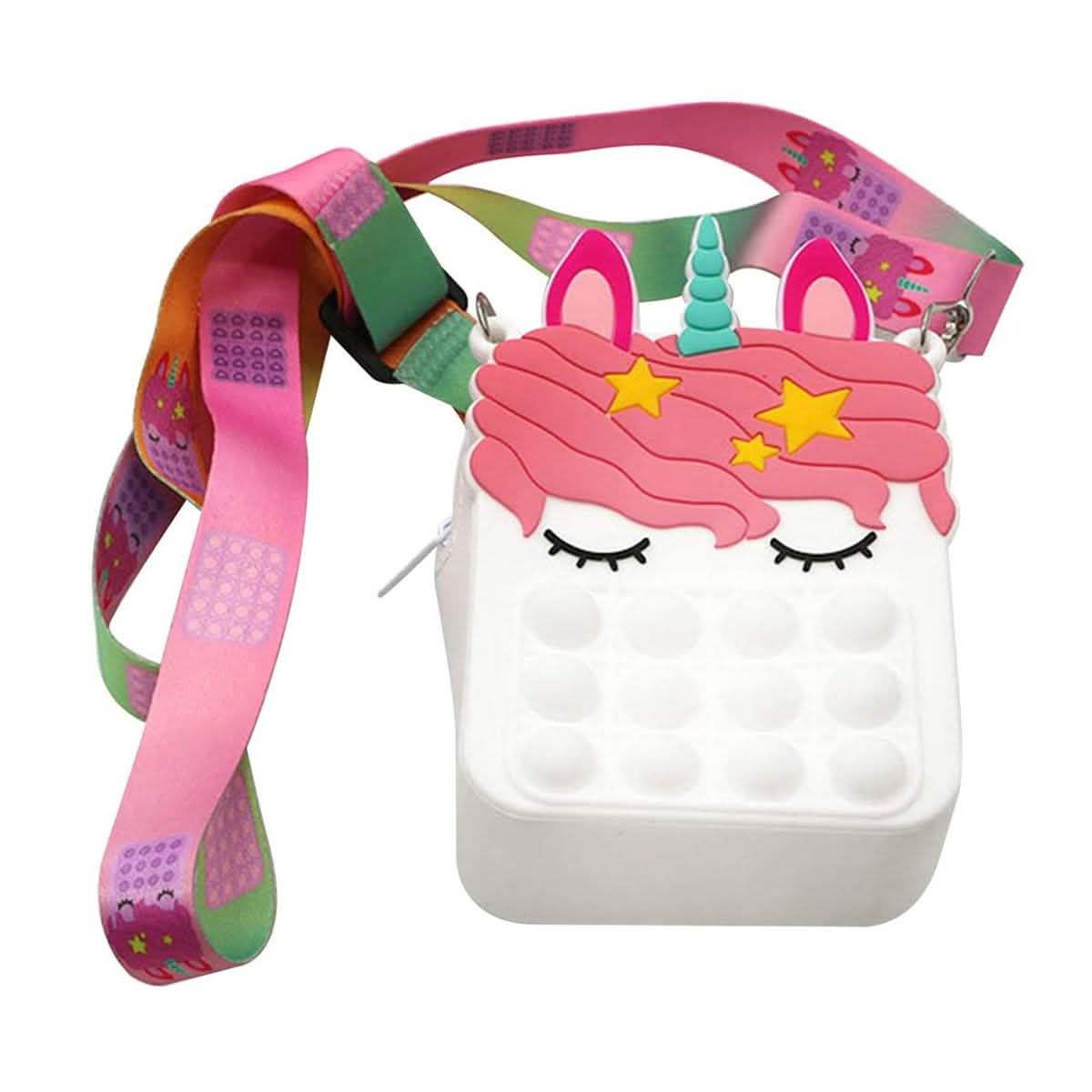 Pop-It Bubble Unicorn And Fruits Fidget Crossbody Handbag Purse DailySale