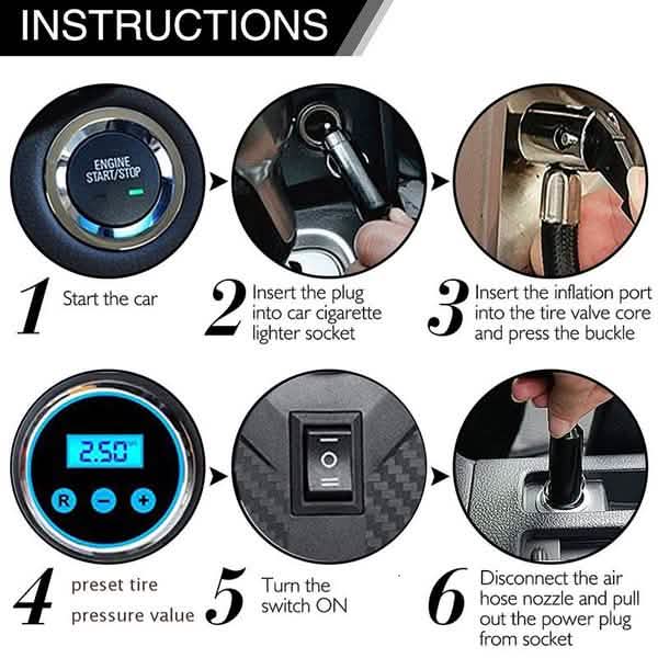 Portable Air Compressor Pump Tire Inflator DailySale