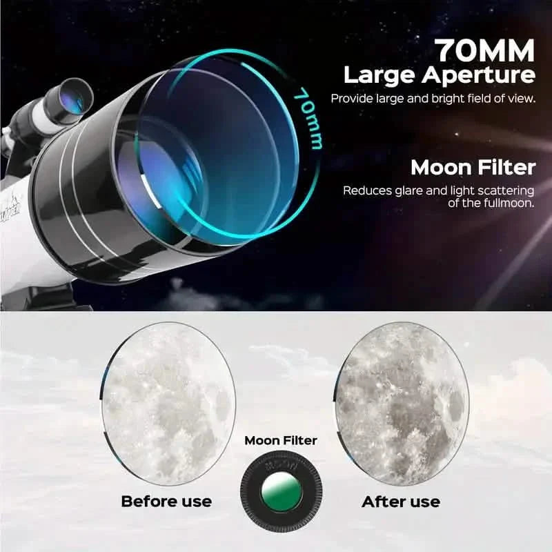 Portable Astronomical 150X Telescope 70mm Aperture Telescope Monocular With Tripod DailySale