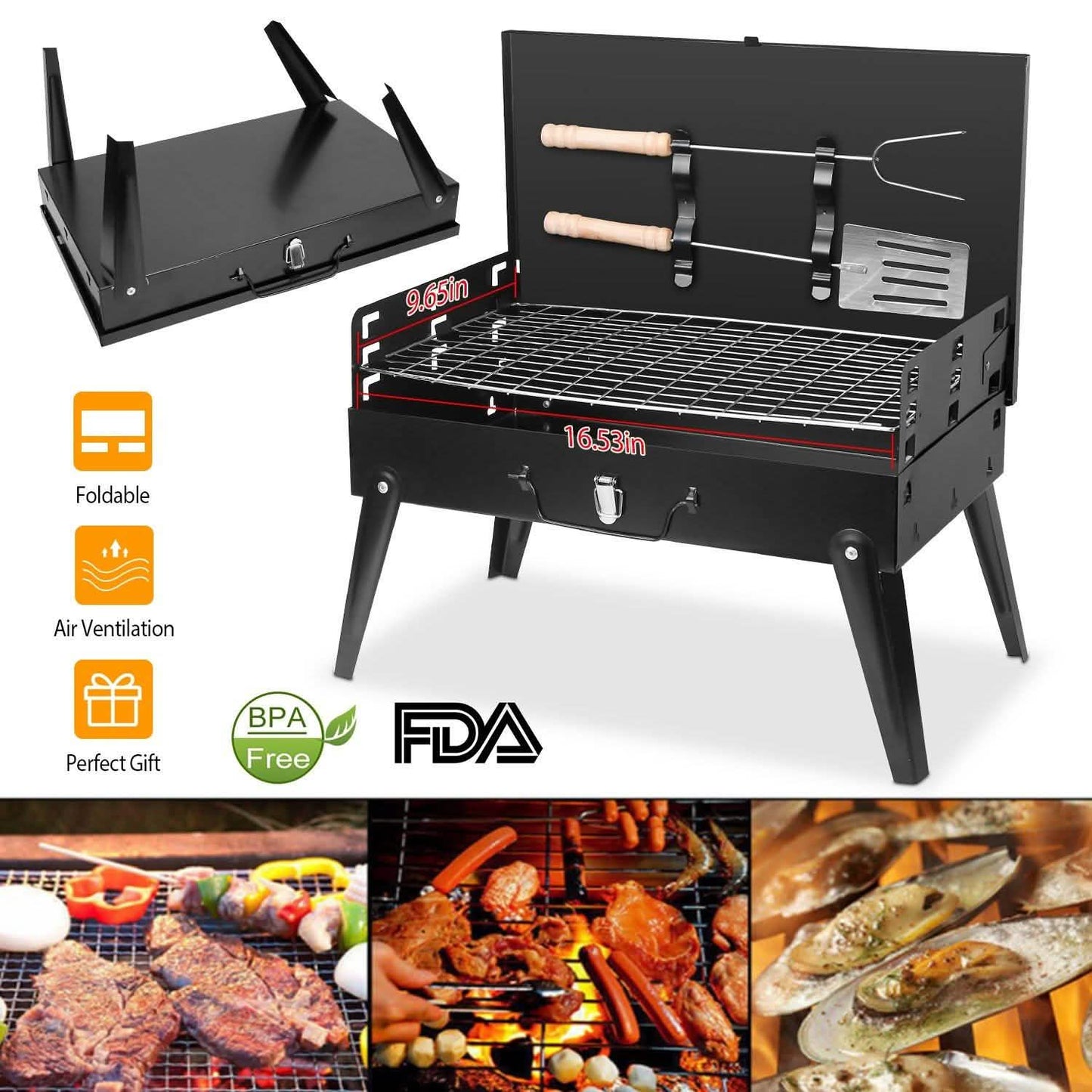 Portable Charcoal Grill Foldable BBQ Suitcase DailySale