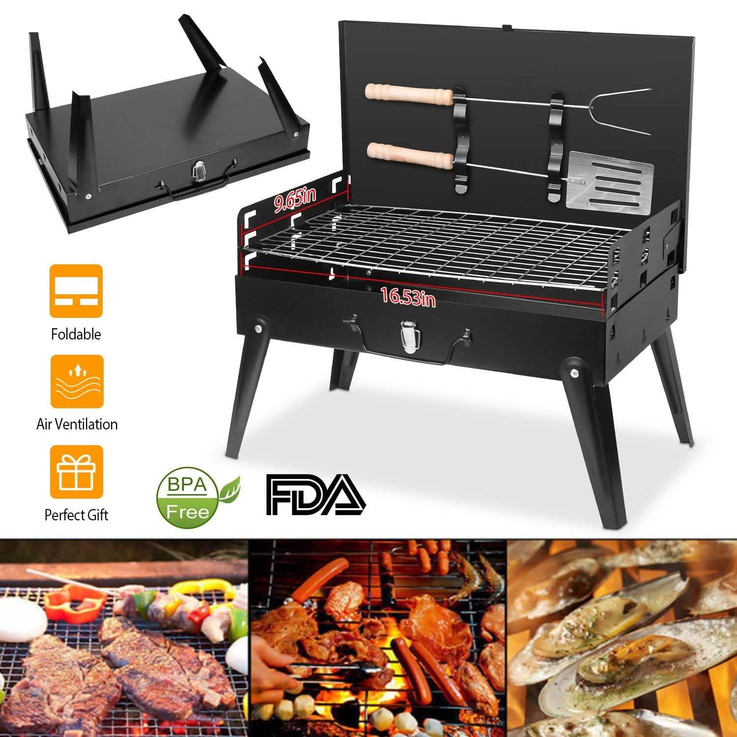 Portable Charcoal Grill Foldable BBQ Suitcase DailySale