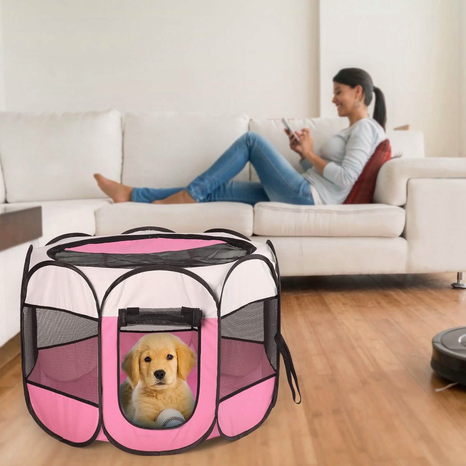 Portable Foldable Pet Playpen For Dogs Cats Other Pets DailySale