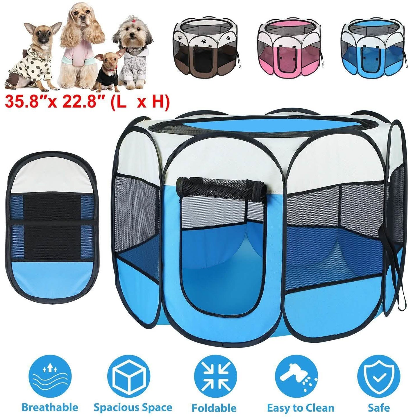 Portable Foldable Pet Playpen For Dogs Cats Other Pets DailySale