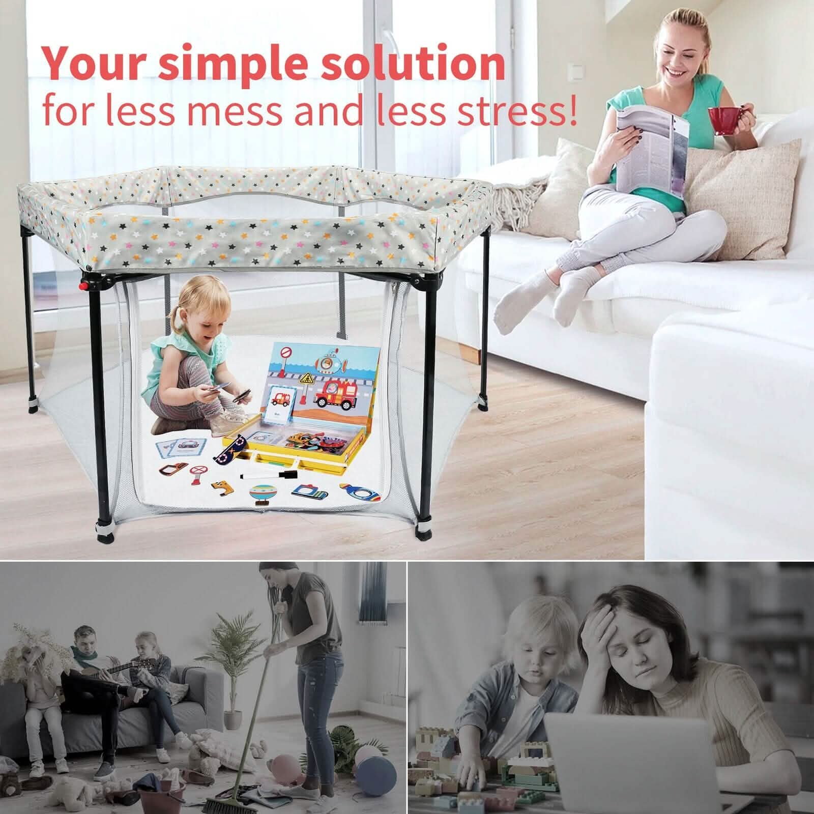 Portable Folding Playard for Babies, Toddler Indoor & Outdoor Play DailySale