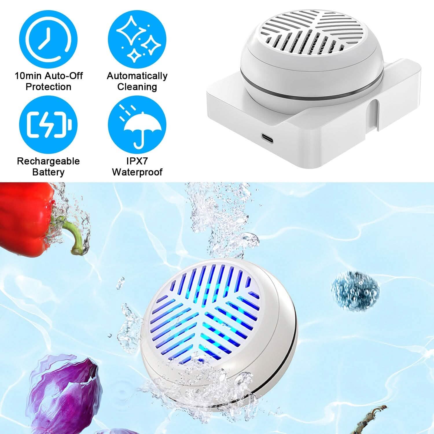 Portable Fruit Vegetable Washing Machine IPX7 Waterproof Rechargeable Fruit Cleaner DailySale