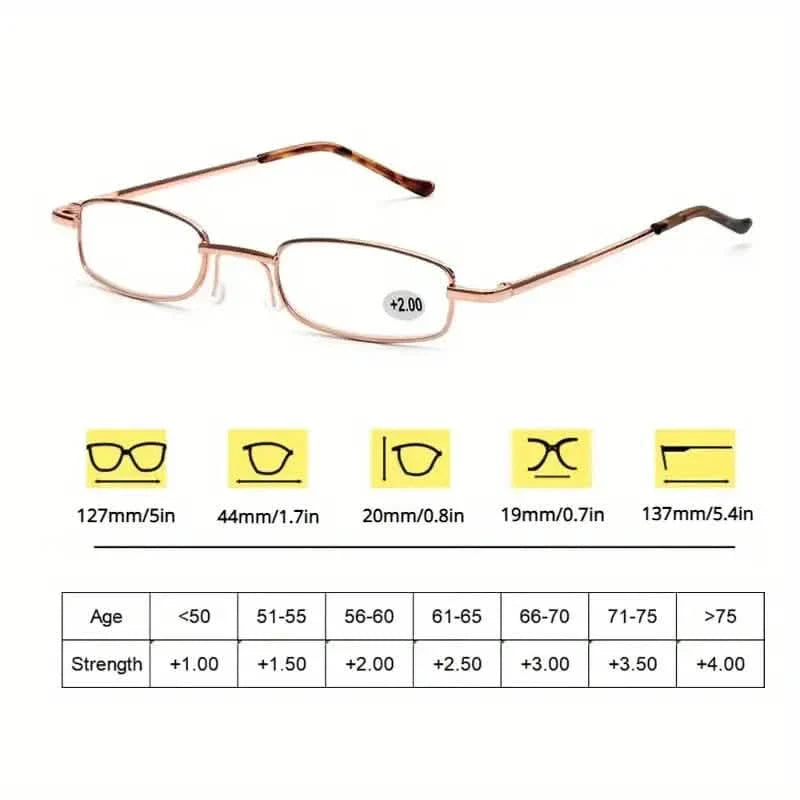 Portable Presbyopia Reading Glasses with Pen Tube Case - Unisex, Metal Frame, Spring Hinge, +1.00~+4.00, Plastic Lens DailySale