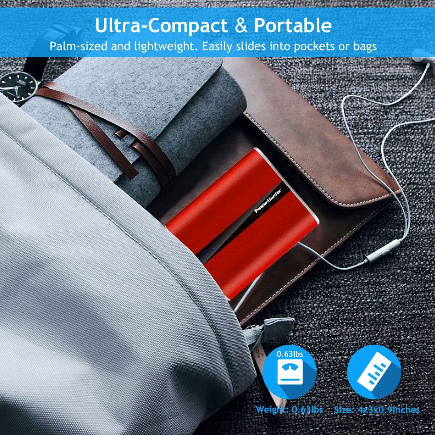 Powermaster 12000mAh Portable Charger with Dual USB Ports 3.1A Output DailySale