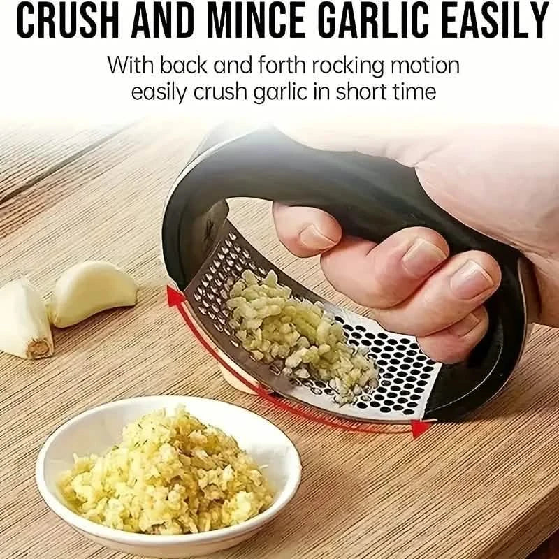 Premium Stainless Steel Garlic Rocker Press - Compact, Durable, and Rust-Resistant Kitchen Gadget DailySale