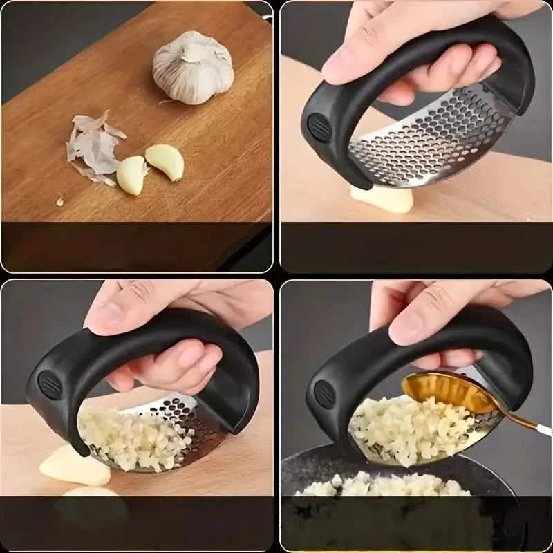 Premium Stainless Steel Garlic Rocker Press - Compact, Durable, and Rust-Resistant Kitchen Gadget DailySale