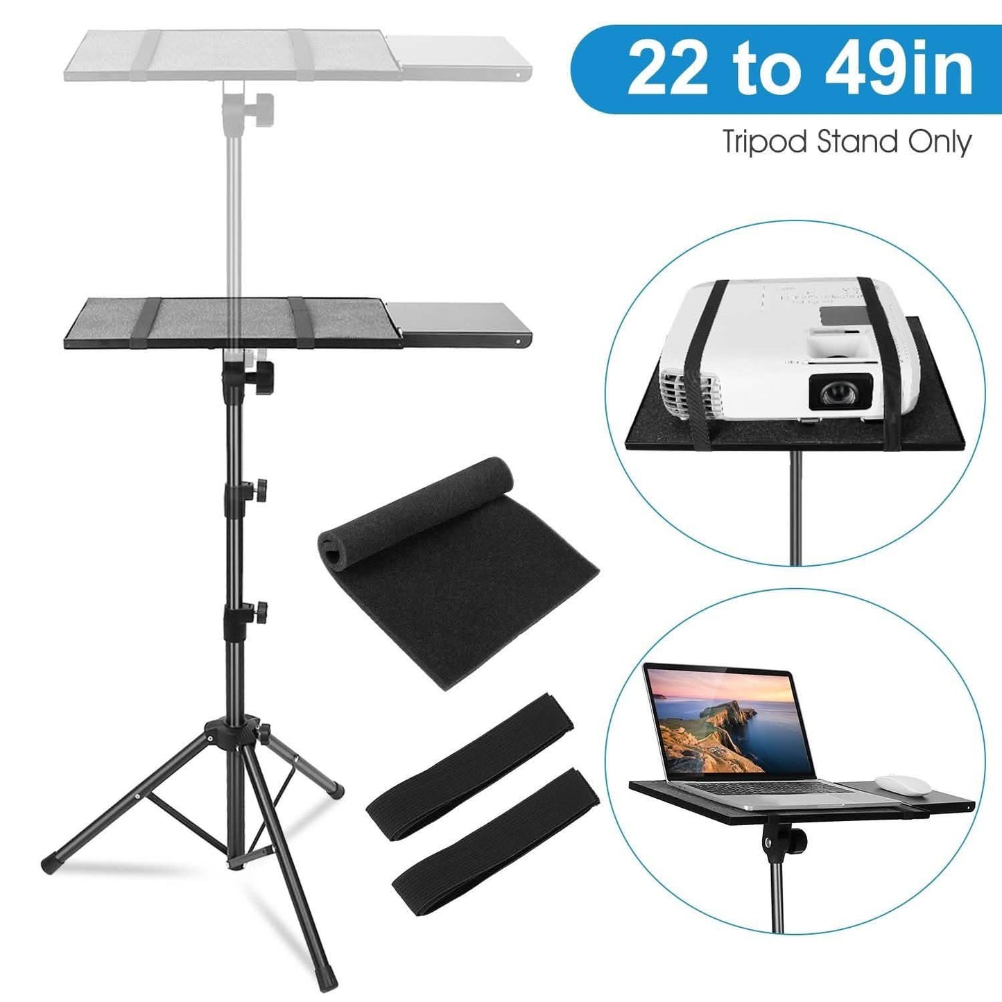 Projector Tripod Stand Folding with Height Tilt Adjustment DailySale
