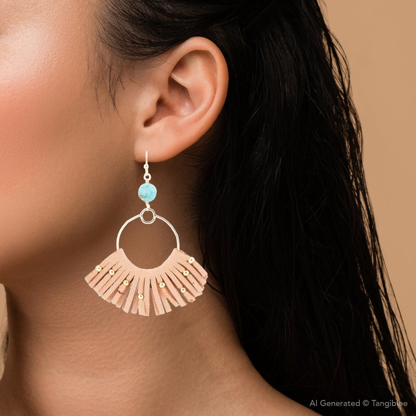 Pueblo Blue Magnesite Golden Fringe Earrings Barse Jewelry
