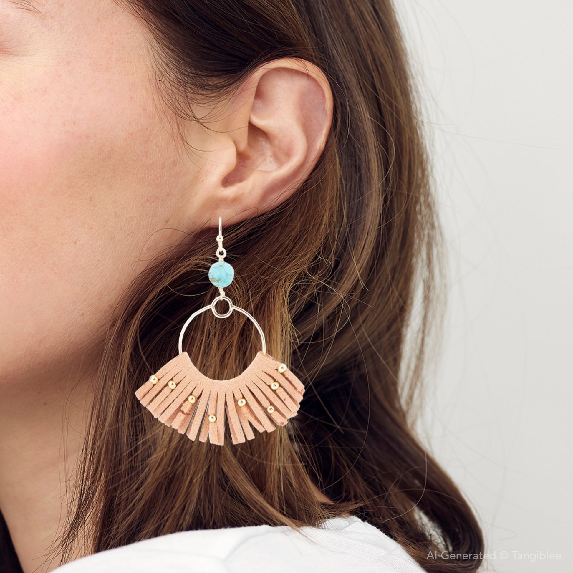 Pueblo Blue Magnesite Golden Fringe Earrings Barse Jewelry