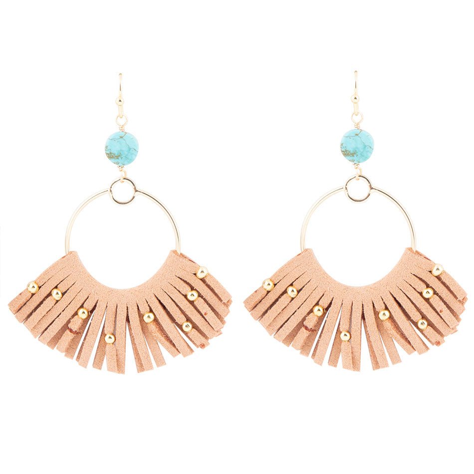 Pueblo Blue Magnesite Golden Fringe Earrings Barse Jewelry