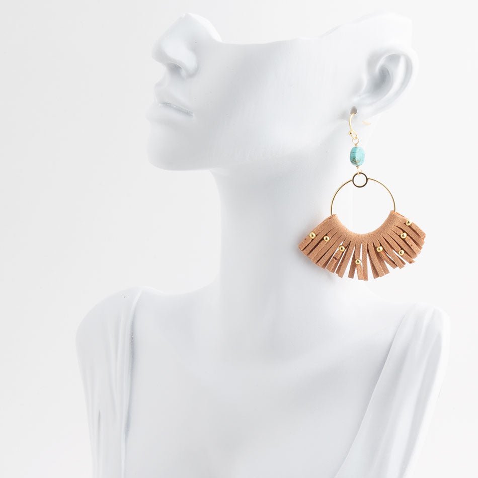 Pueblo Blue Magnesite Golden Fringe Earrings Barse Jewelry