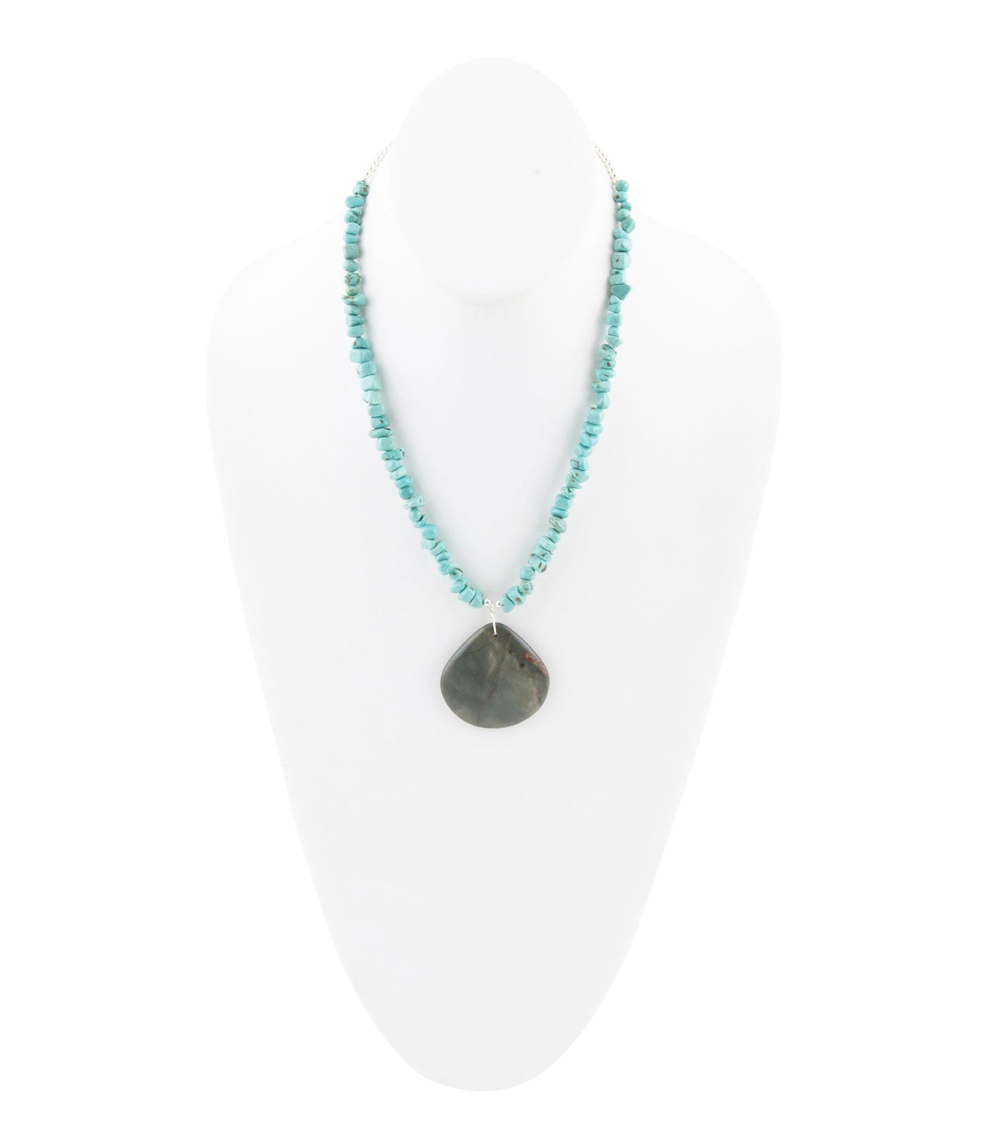 Pueblo Blue Turquoise Magnesite and Jasper Sterling Silver Necklace Barse Jewelry