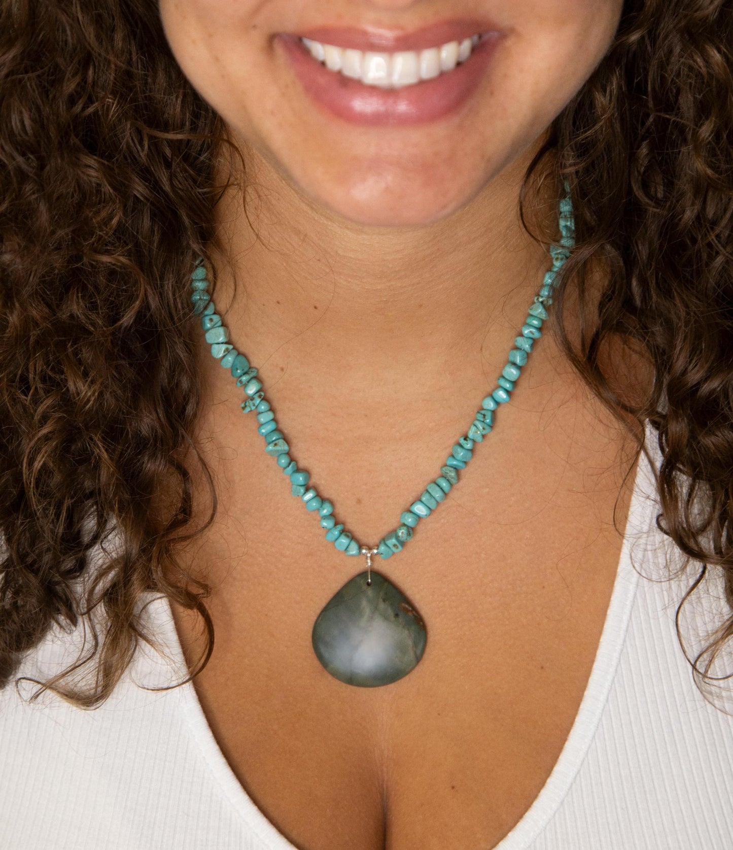 Pueblo Blue Turquoise Magnesite and Jasper Sterling Silver Necklace Barse Jewelry