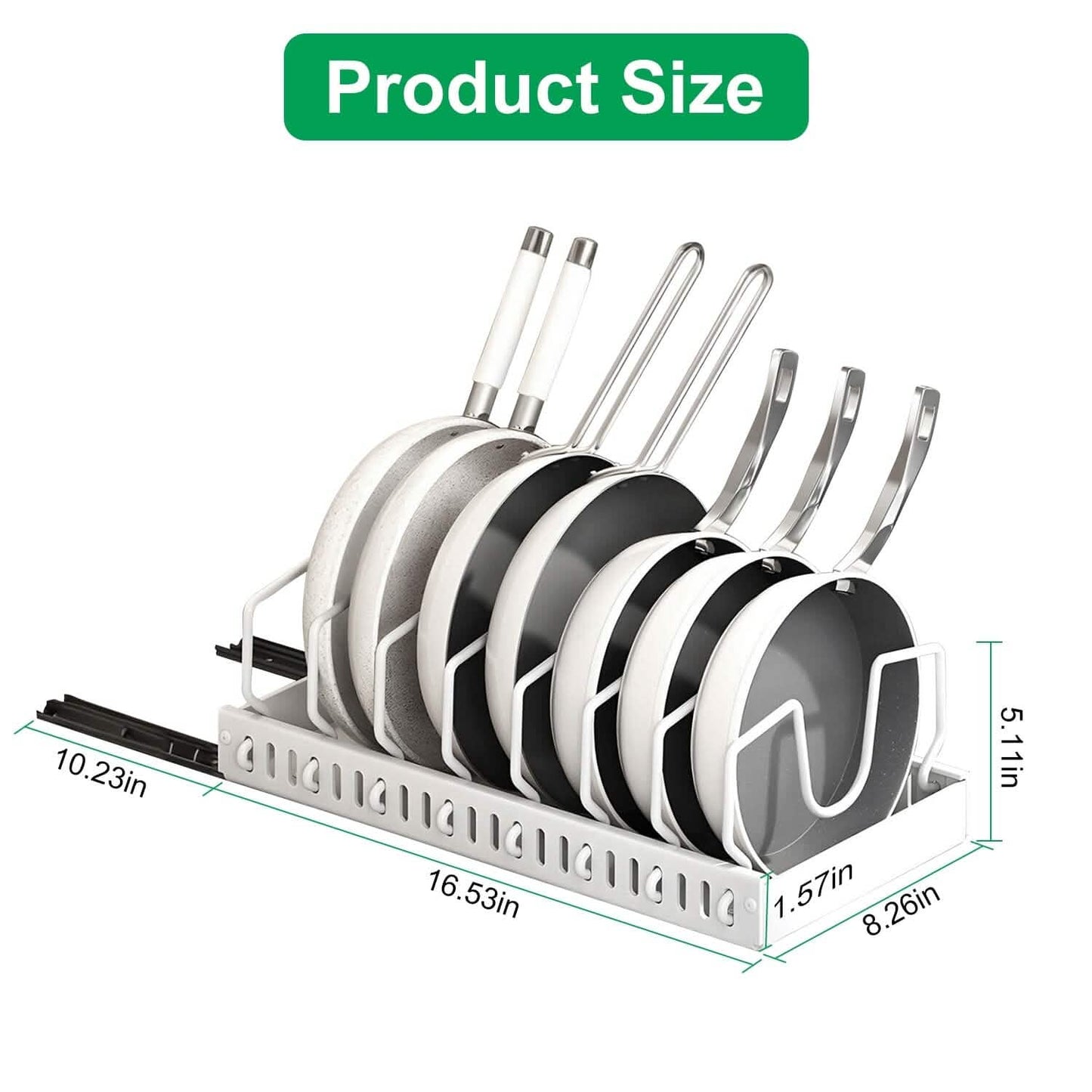 Pull Out Pots and Pans Organizer with 8 Adjustable Dividers DailySale