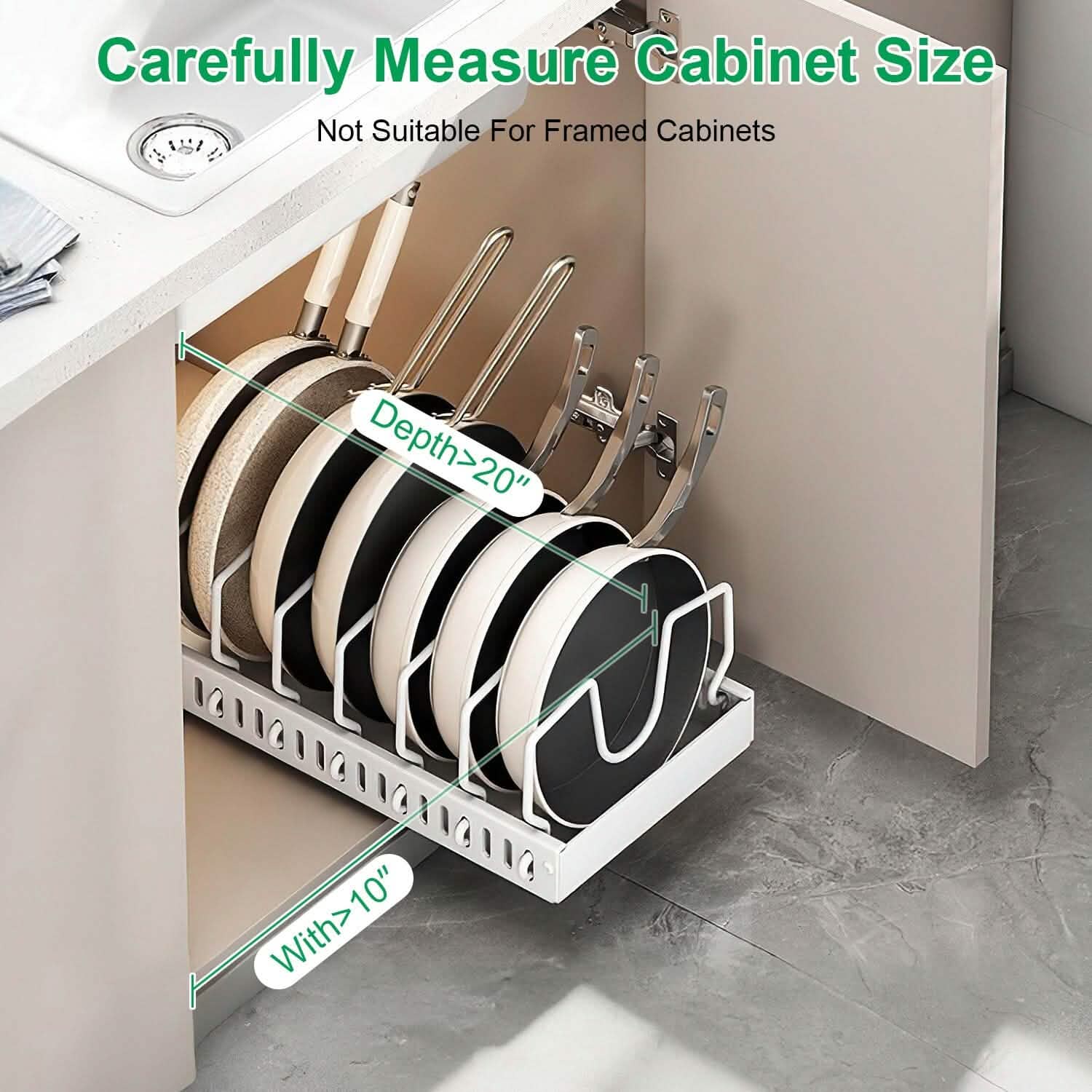Pull Out Pots and Pans Organizer with 8 Adjustable Dividers DailySale