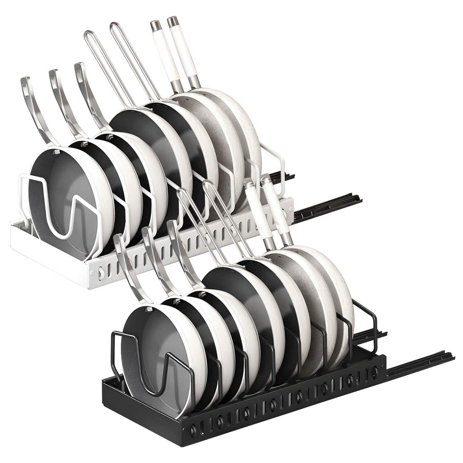 Pull Out Pots and Pans Organizer with 8 Adjustable Dividers DailySale