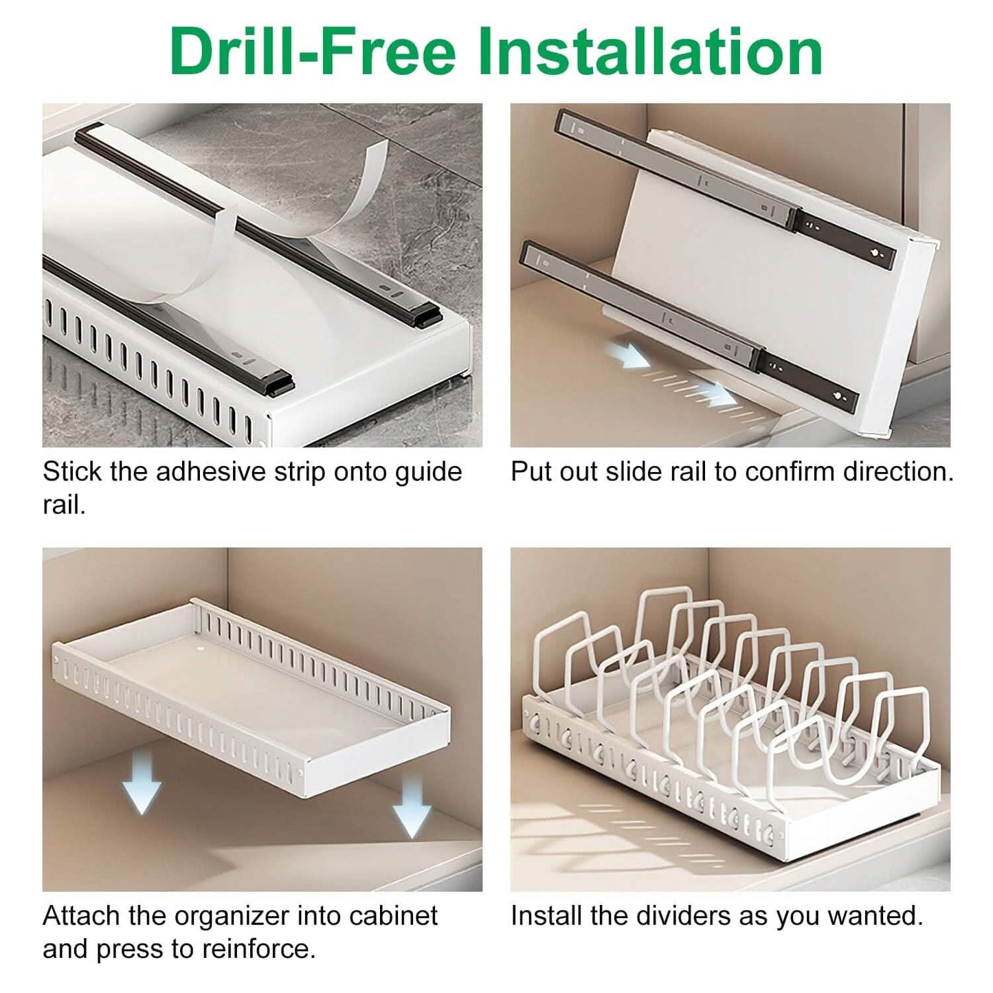 Pull Out Pots and Pans Organizer with 8 Adjustable Dividers DailySale