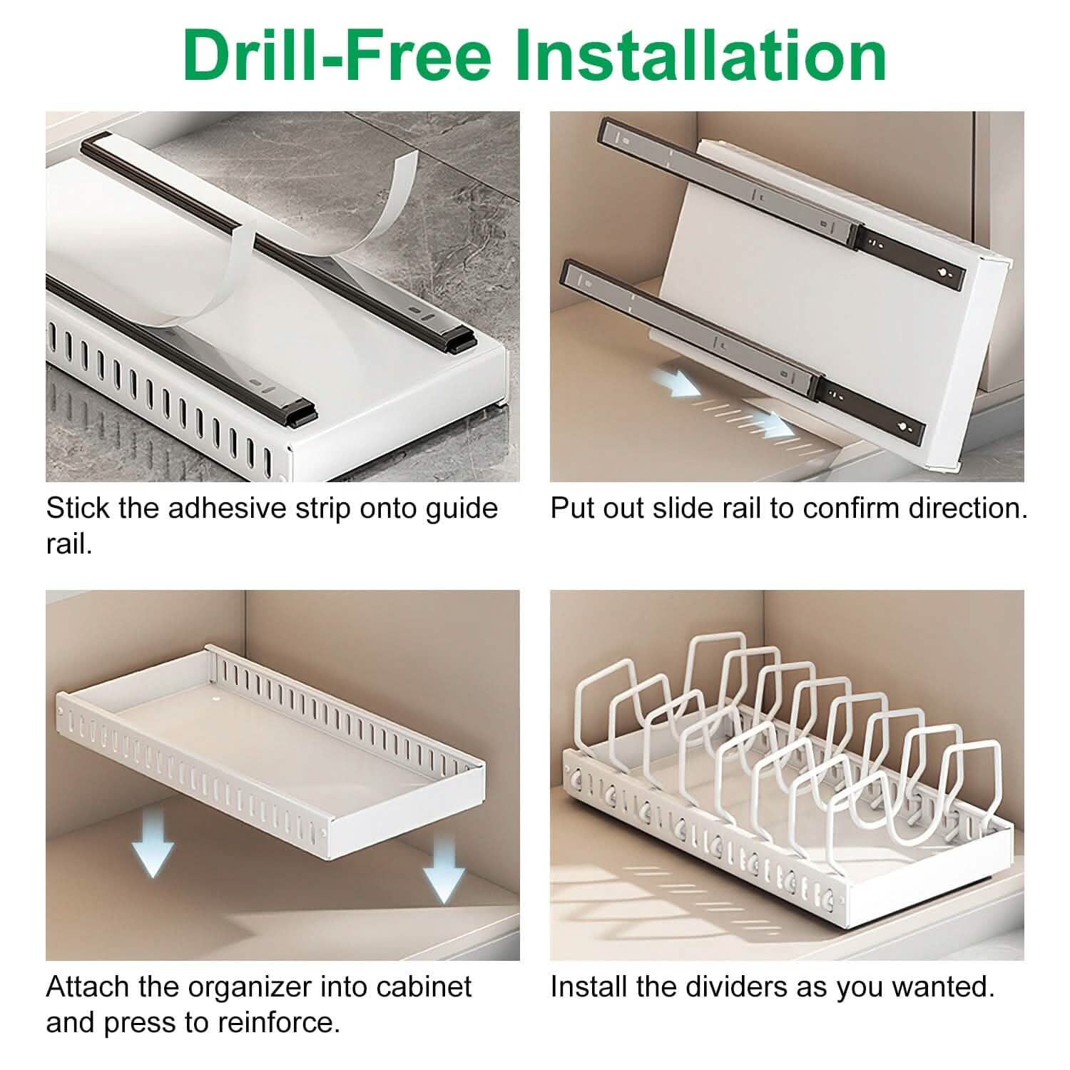 Pull Out Pots and Pans Organizer with 8 Adjustable Dividers DailySale