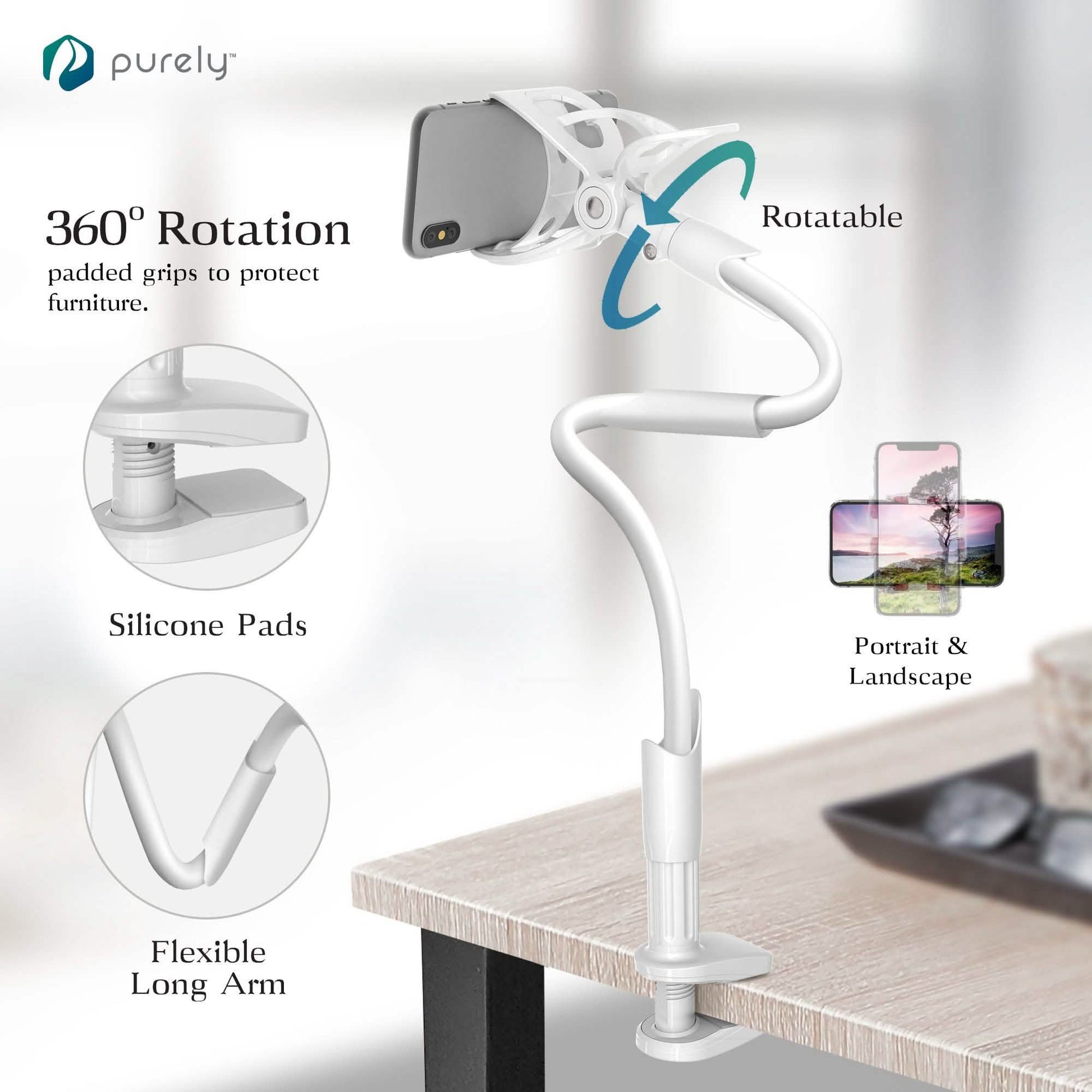 Purely Gooseneck Phone Holder - Flexible Arm Cell Phone Stand for Desk DailySale