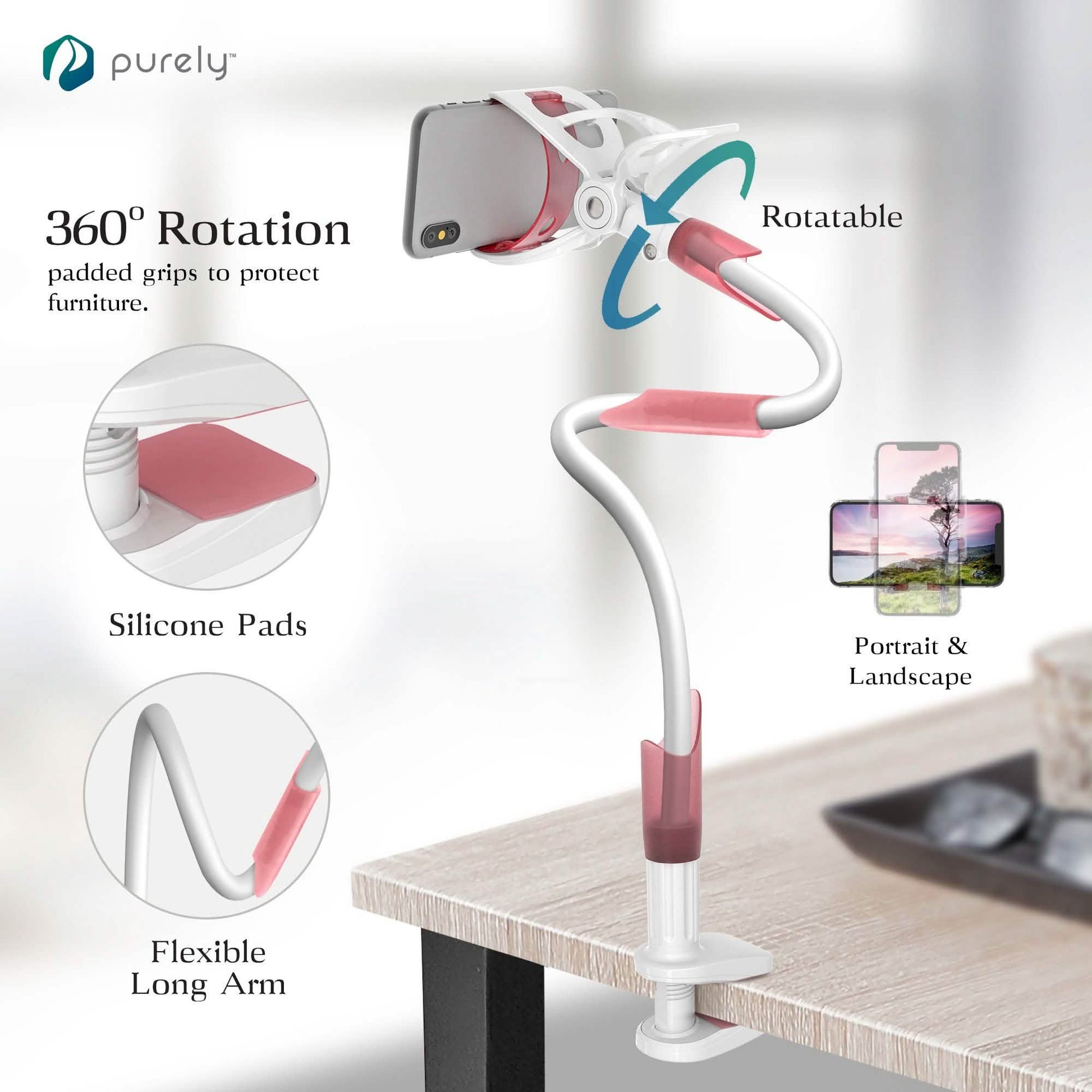 Purely Gooseneck Phone Holder - Flexible Arm Cell Phone Stand for Desk DailySale