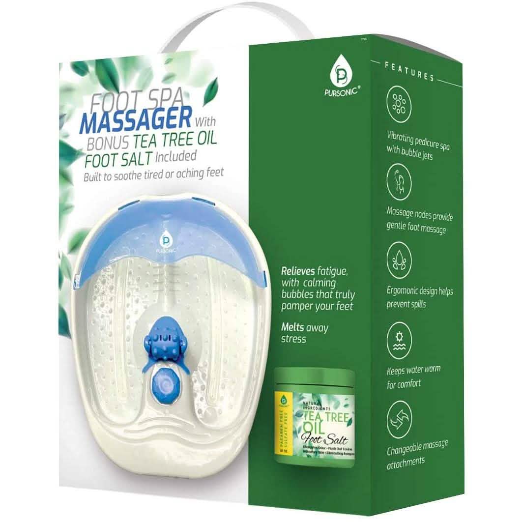 Pursonic Foot Spa Massager with Vibrating Bubbles & Tea Tree Oil Foot Salt Scrub with Epsom Salt DailySale