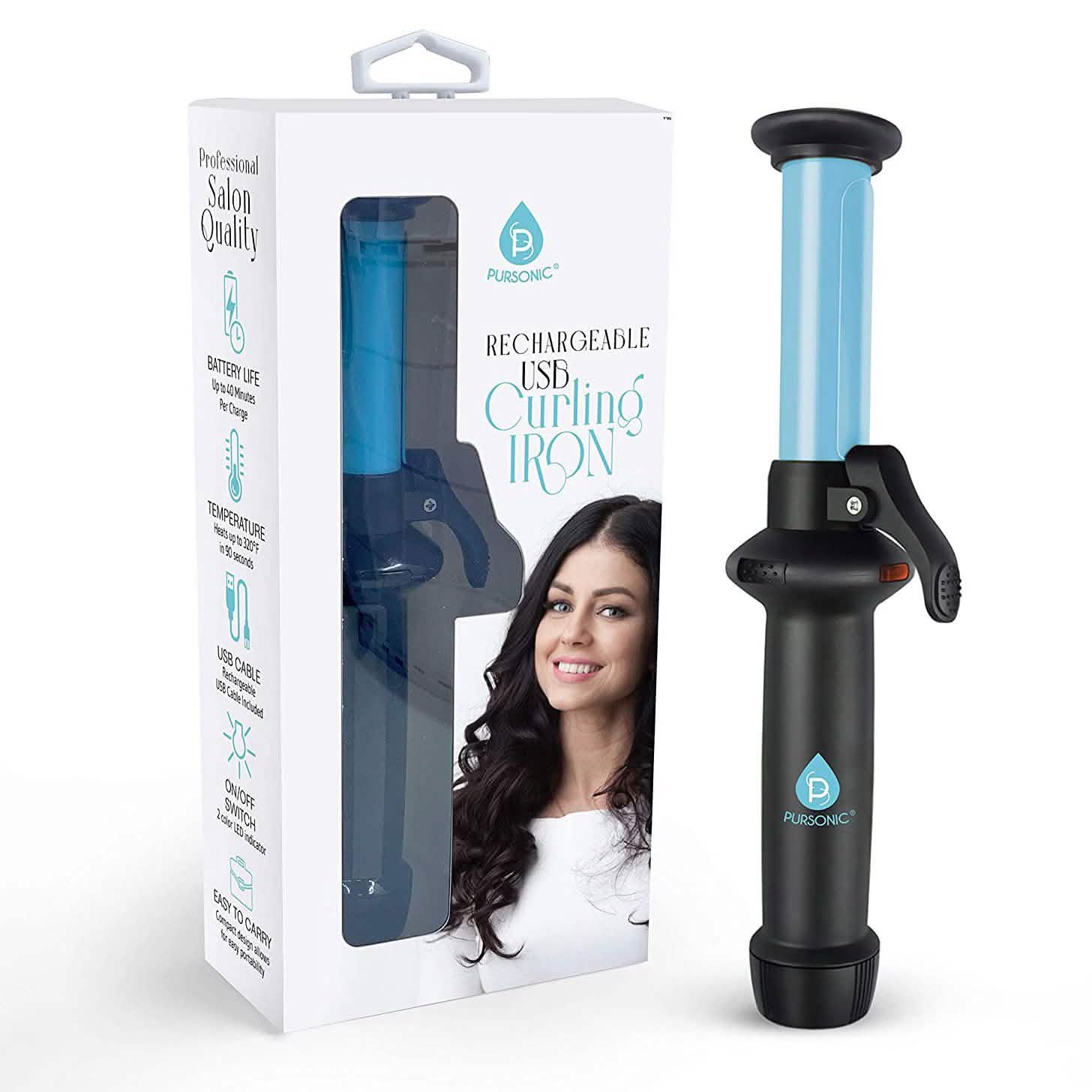 Pursonic Portable Cordless Rechargeable USB Curling Iron DailySale