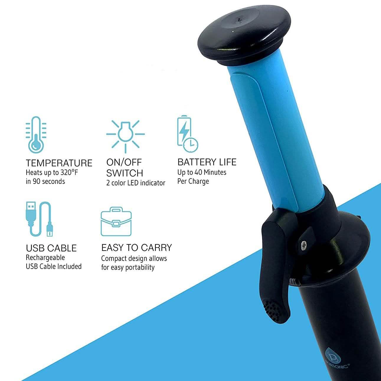 Pursonic Portable Cordless Rechargeable USB Curling Iron DailySale