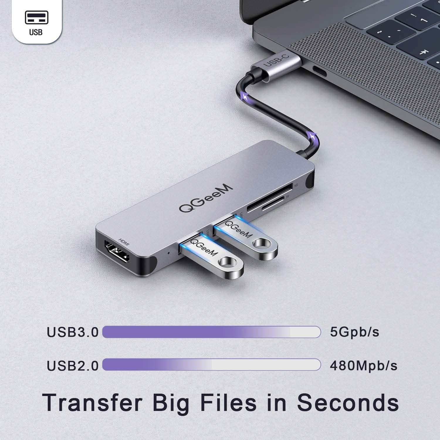 QGeeM 5-in-1 USB C to HDMI Adapter with 4K HDMI Output DailySale